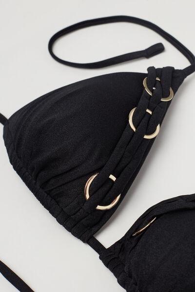 Black Royal Essence Lightly Padded Triangle Bikini Top, Black, large image number 5