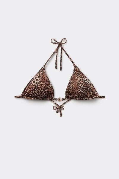 Brown Savage Sun Animal Print Removable Padding Triangle Bikini Top, 5701_294Z, large image number 4