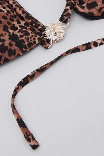 Brown Savage Sun Animal Print Removable Padding Triangle Bikini Top, 5701_294Z, large image number 5