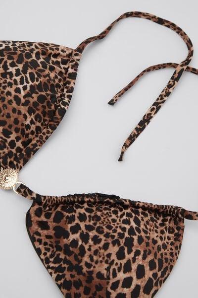 Brown Savage Sun Animal Print Removable Padding Triangle Bikini Top, 5701_294Z, large image number 6