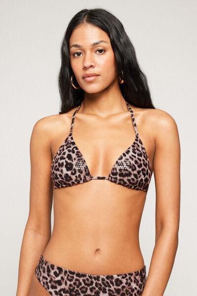Brown Wild Soul Animal Print Lightly Padded Triangle Bikini Top, 5701_299Z, medium