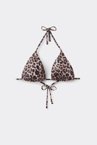 Brown Wild Soul Animal Print Lightly Padded Triangle Bikini Top, 5701_299Z, large image number 4