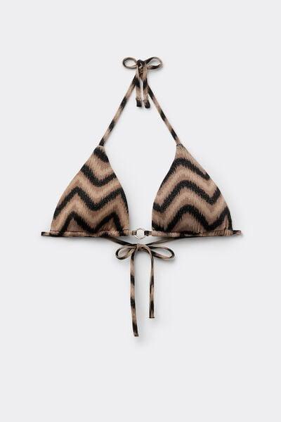 Brown Chevron Shine Removable Padding Triangle Bikini Top, 5701_295Z, large image number 4
