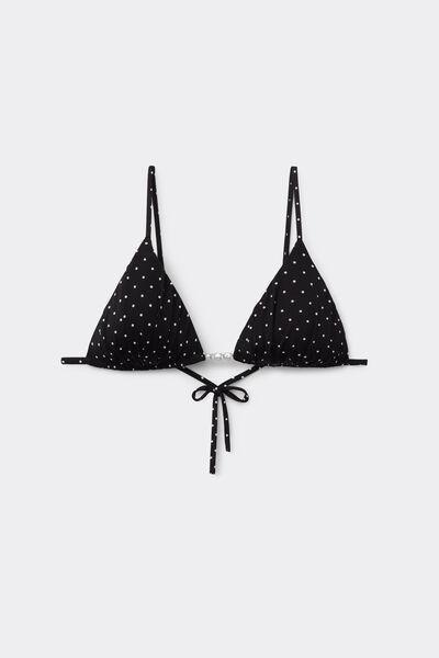 Black Polka Dot Bead Lightly Padded Triangle Bikini Top, 5701_566Z, large image number 4