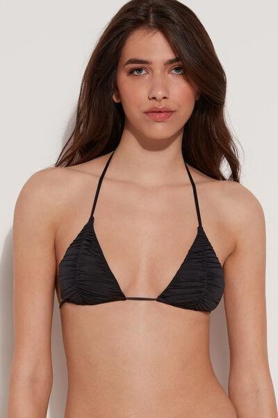 Black Recycled Microfibre Triangle Bikini Top, , large image number 1