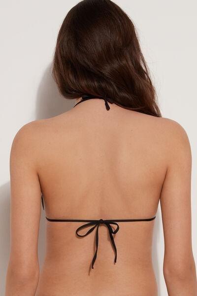 Black Recycled Microfibre Triangle Bikini Top, , large image number 2