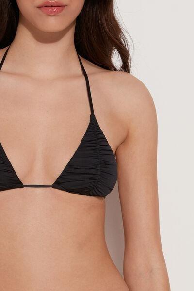 Black Recycled Microfibre Triangle Bikini Top, , large image number 3