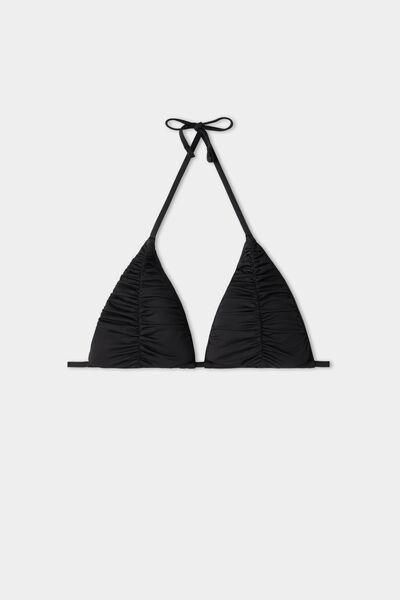 Black Recycled Microfibre Triangle Bikini Top, , large image number 4