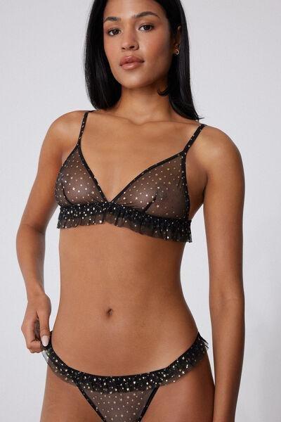 Black Ruched Bra And G-String Set, 5701_981Y, large image number 3