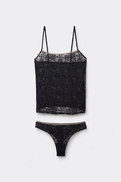 Black/Gold Camisole And Brazilian Briefs Set, 5701_980Y, large image number 4