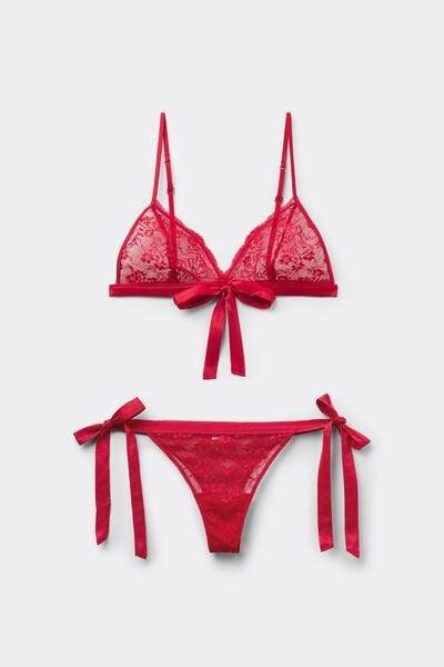 Red Triangle Bra And Brazilian Briefs Set, 5701_873V, large image number 4
