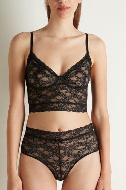 Tezenis - Black Bra Top And French Knickers Set