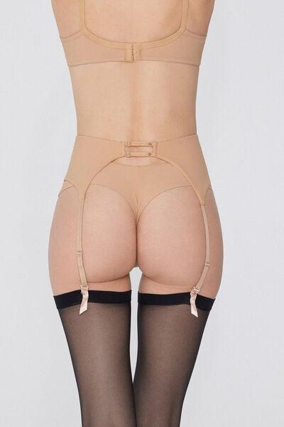 Beige Adjustable Lacing Thigh Suspenders, Natural Blush, large image number 2