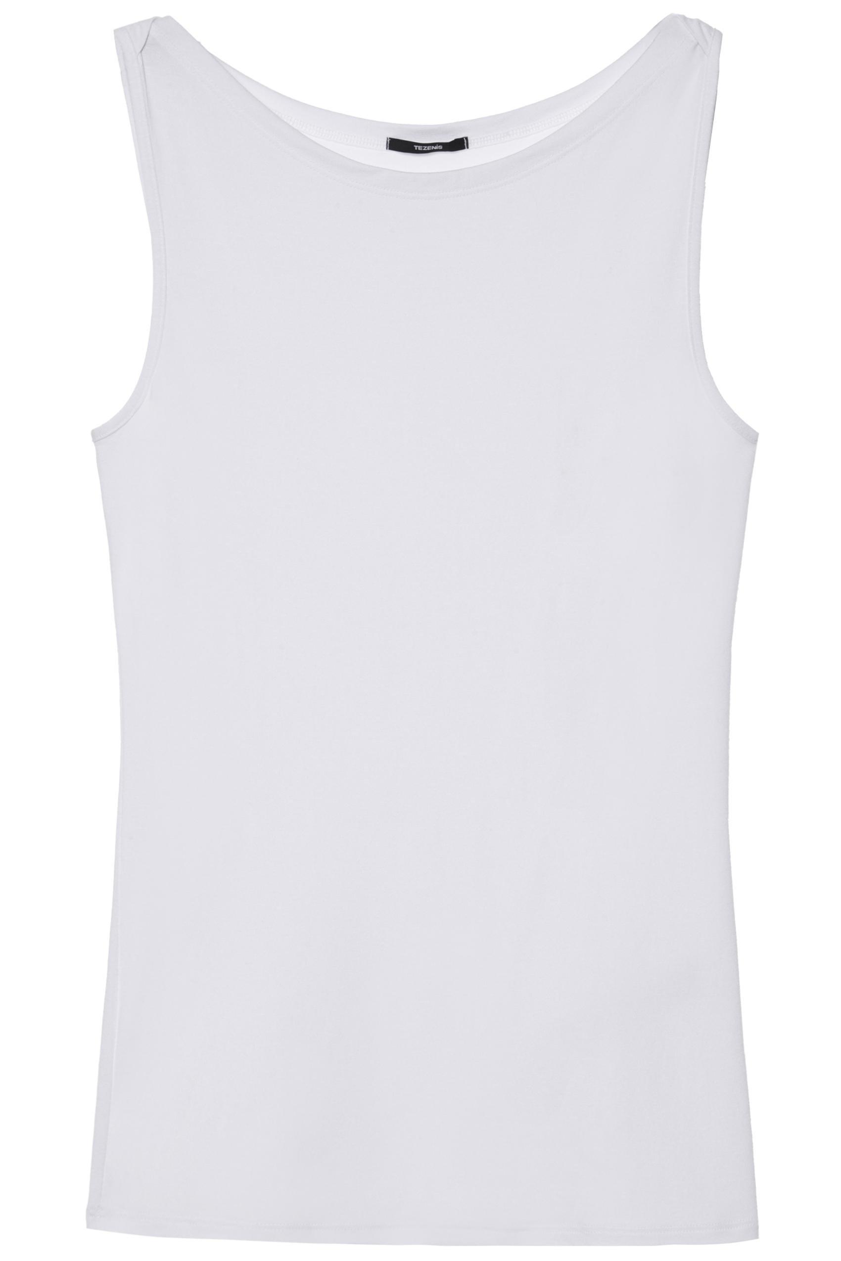 White Boat-Neck Vest Top, , large image number 0