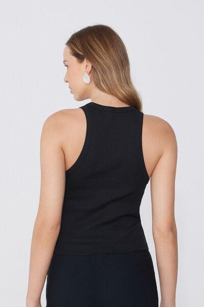 Black Halter neck Rhinestone Camisole, Black, large image number 2