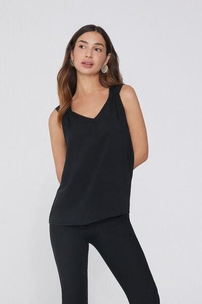 Black Wide Shoulder Straps Camisole, Black, large image number 0