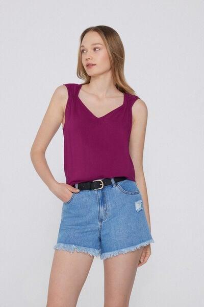 Burgundy Wide Shoulder Straps Camisole, 5701_719Y, medium