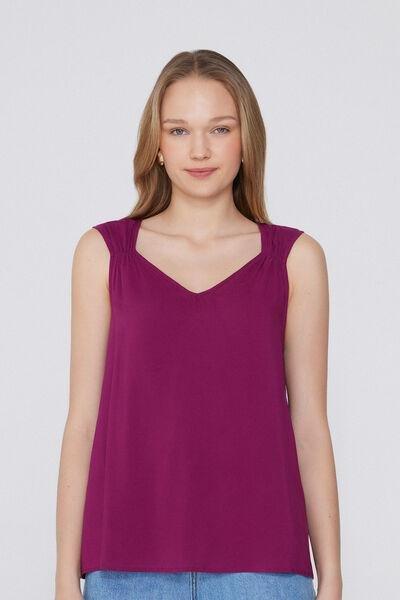 Burgundy Wide Shoulder Straps Camisole, , large image number 0