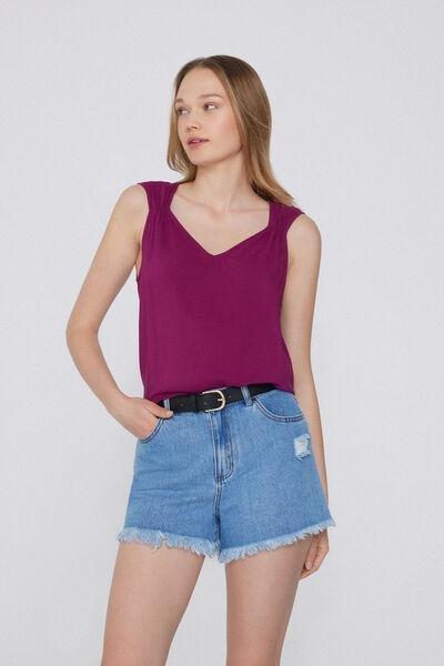Burgundy Wide Shoulder Straps Camisole, 5701_719Y, large image number 5