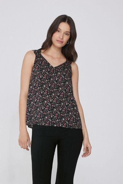 Black Printed Wide Shoulder Straps Camisole, , large image number 1