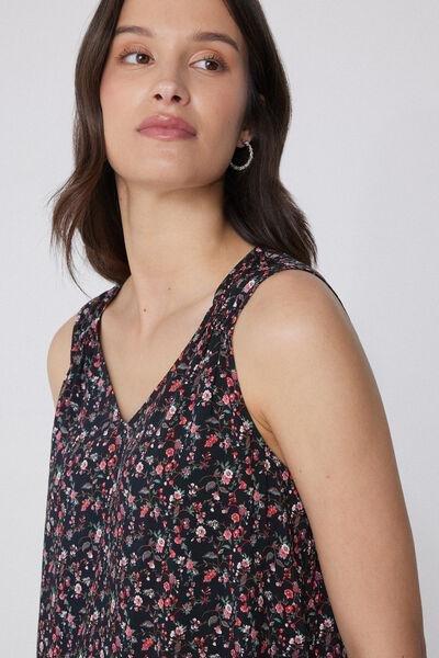 Black Printed Wide Shoulder Straps Camisole, , large image number 3