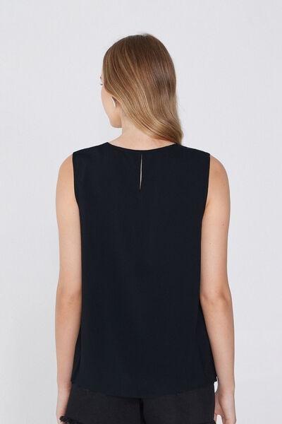Black Viscose Canvas Camisole, Black, large image number 2