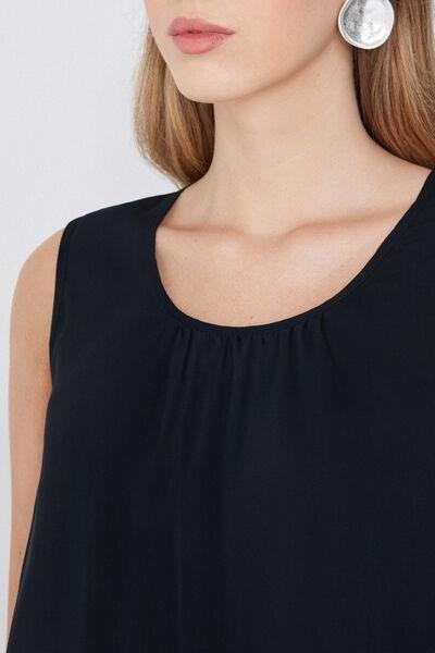 Black Viscose Canvas Camisole, Black, large image number 3