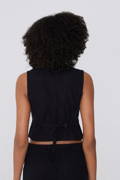 Black Canvas V-Neck Gilet, , large image number 2