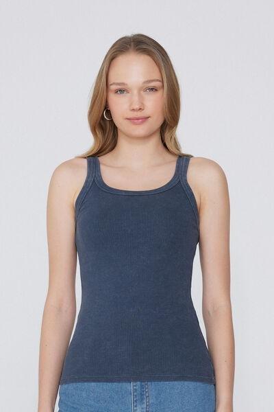Blue Faded Ribbed Camisole, , medium