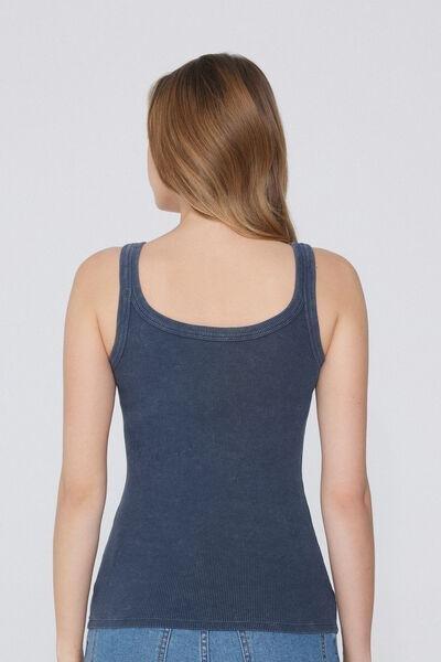 Blue Faded Ribbed Camisole, , large image number 2