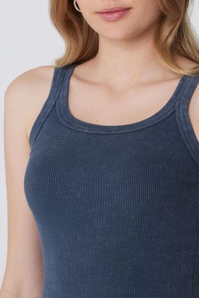 Blue Faded Ribbed Camisole, , large image number 3