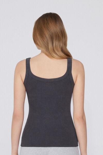 Grey Faded Ribbed Camisole, 5701_906Y, large image number 2