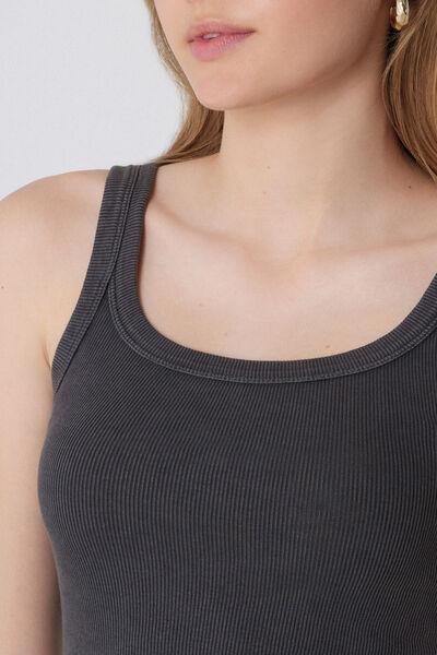 Grey Faded Ribbed Camisole, 5701_906Y, large image number 3