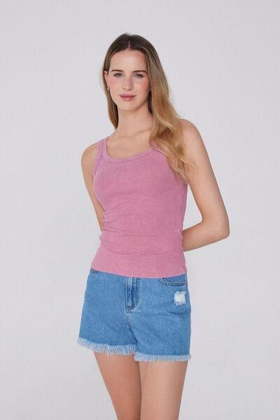 Pink Faded Ribbed Camisole, , large image number 1