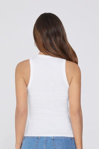 White Ribbed Racer Back Camisole, , large image number 2