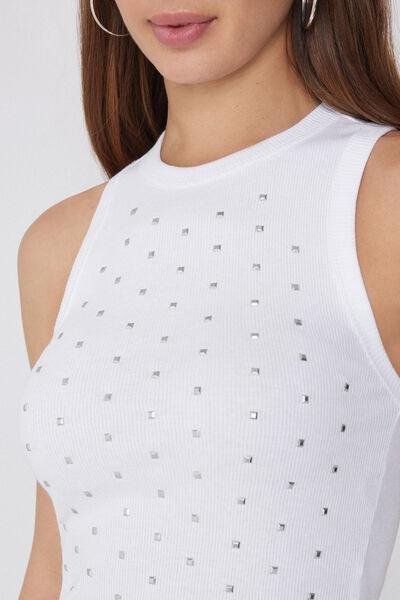 White Ribbed Racer Back Camisole, , large image number 3