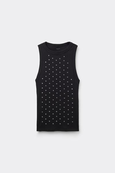 Black Ribbed Racer Back Camisole, , large image number 4