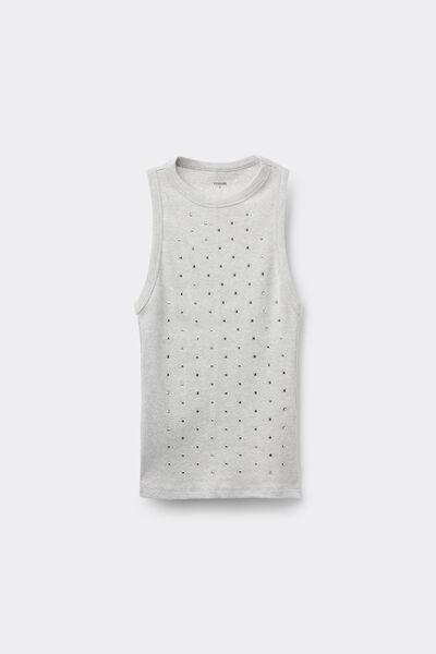 Grey Ribbed Racer Back Camisole, , large image number 4