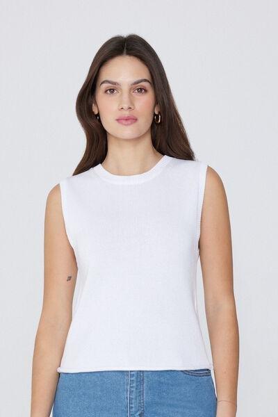 White Fully-Fashioned Tank Top, , medium