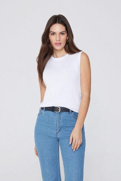 White Fully-Fashioned Tank Top, , large image number 1