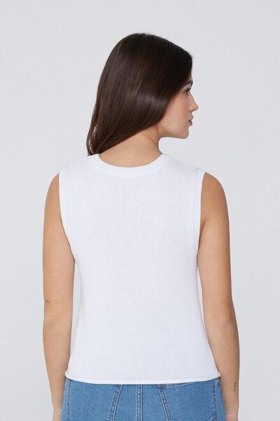White Fully-Fashioned Tank Top, , large image number 2