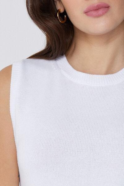 White Fully-Fashioned Tank Top, , large image number 3