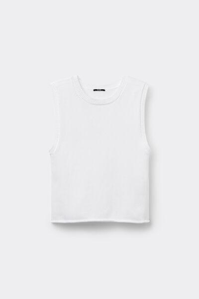White Fully-Fashioned Tank Top, , large image number 4