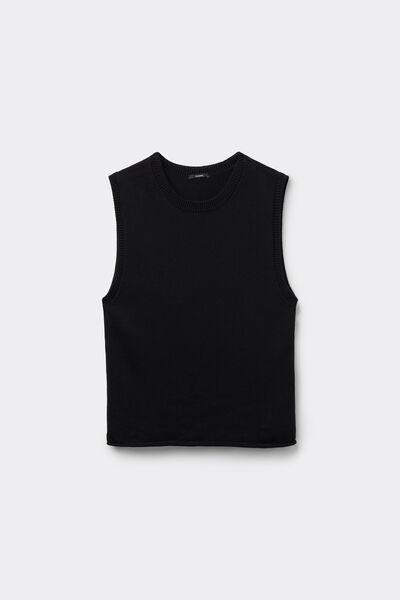 Black Fully-Fashioned Tank Top, Black, large image number 4