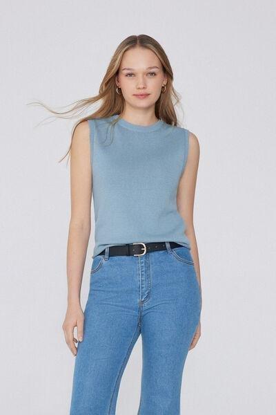 Blue Fully-Fashioned Tank Top, 5701_326Y, large image number 0