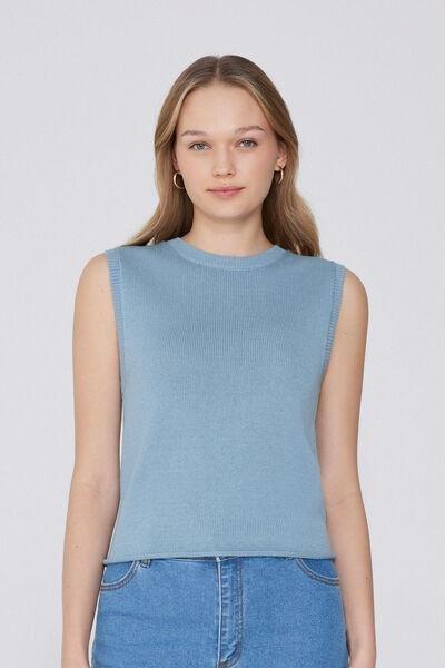 Blue Fully-Fashioned Tank Top, 5701_326Y, large image number 1