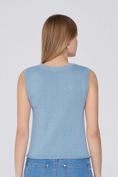 Blue Fully-Fashioned Tank Top, 5701_326Y, large image number 2