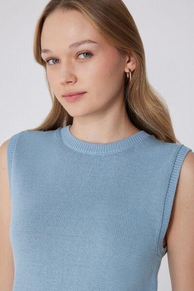 Blue Fully-Fashioned Tank Top, 5701_326Y, large image number 3