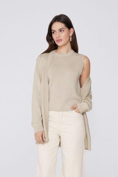 Ecru Fully-Fashioned Tank Top, 5701_334Y, large image number 0