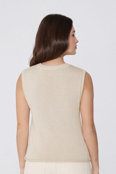 Ecru Fully-Fashioned Tank Top, 5701_334Y, large image number 2